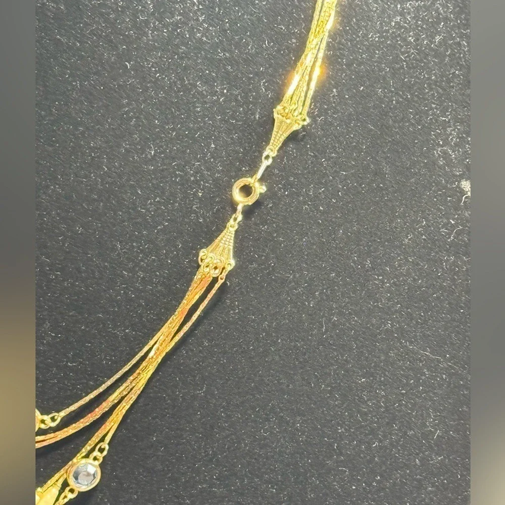Gold Tone Layered Necklace with Multicolor Accents Women's‎ Fashion Jewelry